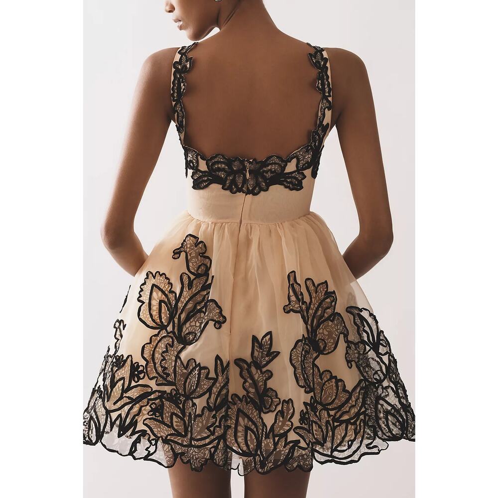 New Anthropologie Maeve Sleeveless V-Neck Lace Fit & Flare Mini Dress $298 SZ 14 - Picture 4 of 8